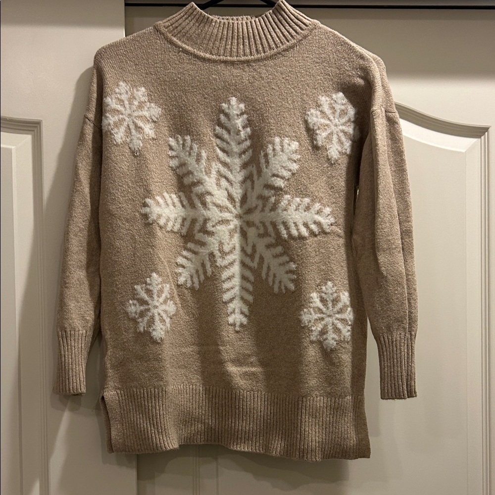 LOFT Mock Neck Snowflake Sweater - Picture 2 of 5